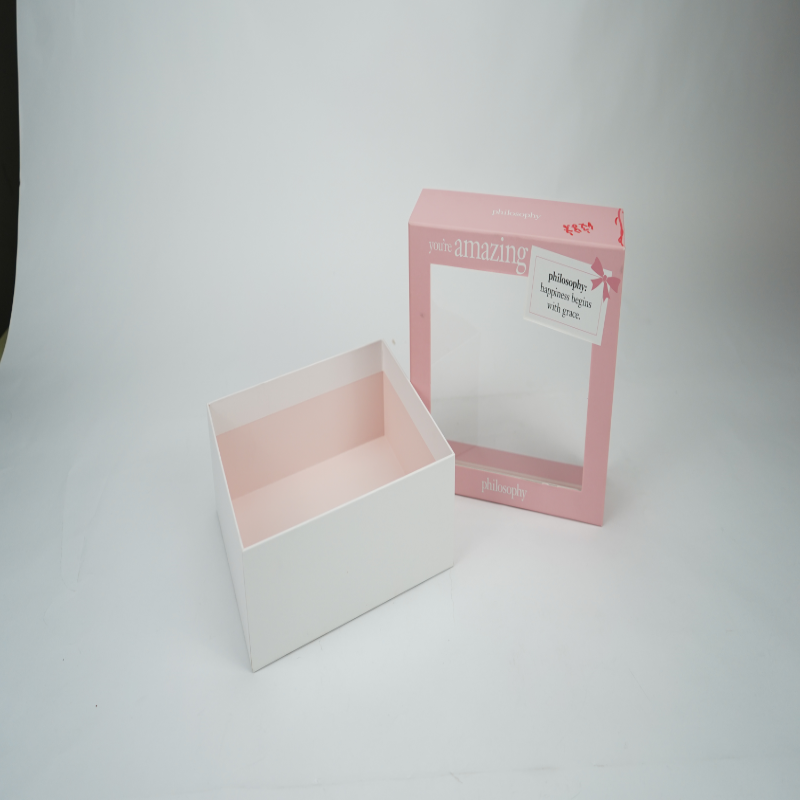 Pink Window Cosmetic Box, Custom Boxes with Window